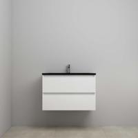 On-Line Onderkast - 80 cm - Voorgemonteerd - Ladestructuur - Acryl Wastafel - 1 Kraangat - Hoogglans Wit