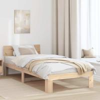 Bedframe met hoofdbord 75x190 cm van massief grenenhout