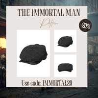 Newsboy Pet | Harris Tweed | 8-panelen | Zwart | Peaky Blinders