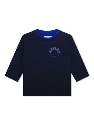 Kenzo Kids t-shirt longues manches à logo imprimé - Bleu