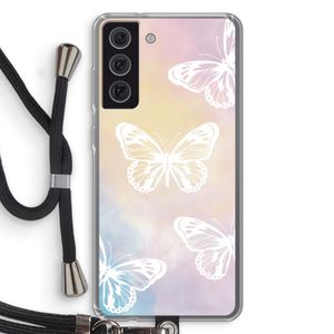 White butterfly: Samsung Galaxy S21 FE Transparant Hoesje met koord
