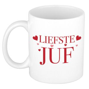 Liefste juf cadeau mok / beker wit - verjaardag / bedankt kado juffrouw - feest mokken