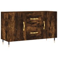 The Living Store Dressoir - Gerookt Eiken - 100 x 36 x 60 cm - Metalen poten - thumbnail