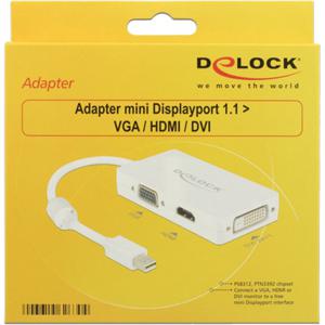 DeLOCK 0.16m DisplayPort/VGA + HDMI + DVI 0,16 m Mini DisplayPort VGA (D-Sub)+ HDMI + DVI Wit