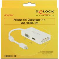DeLOCK 0.16m DisplayPort/VGA + HDMI + DVI 0,16 m Mini DisplayPort VGA (D-Sub)+ HDMI + DVI Wit - thumbnail
