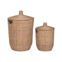 Decoratieve Doos Home ESPRIT Natuurlijk Metaal Tropisch (2 Onderdelen)