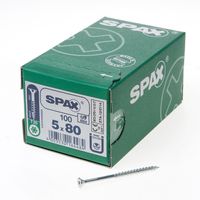 Spax Spaanplaatschroef platverzonken kop verzinkt T-Star T20 deeldraad 5.0x80mm (per 100 stuks) - thumbnail