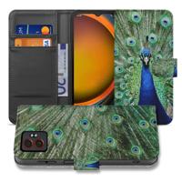 Samsung Galaxy Xcover 7 Pro | Bookcase | Hoesje met Pauwprint Design, Pasjesvakjes