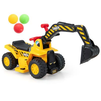 Elektrische Graaflaadcombinatie voor Kinderen met Bestuurbare Graafbak Geluidseffecten Opvouwbare Basketbalring en 3 Ballen
