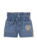 SONIA RYKIEL ENFANT short en jean à logo brodé - Bleu