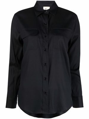 PAULA chemise en soie à manches longues - Noir