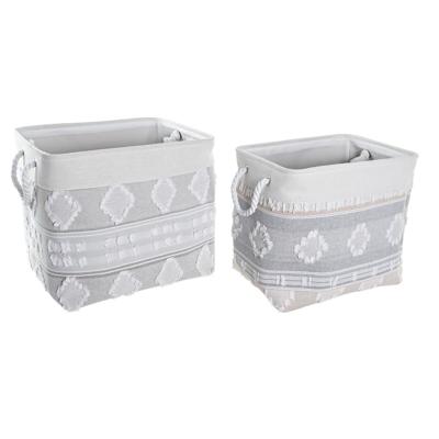 Mandenset DKD Home Decor Grijs Katoen (45 x 35 x 40 cm) (2 Onderdelen)