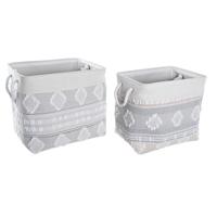 Mandenset DKD Home Decor Grijs Katoen (45 x 35 x 40 cm) (2 Onderdelen)
