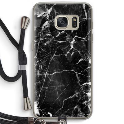 Zwart Marmer 2: Samsung Galaxy S7 Transparant Hoesje met koord