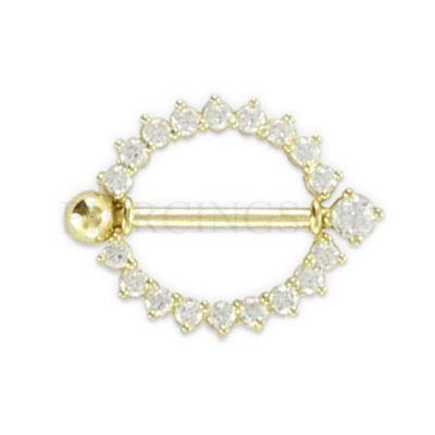 Tepelpiercing goud 14 karaat kristallen