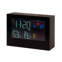 Bureau weerstation met alarmklok zwart 12 cm Bureau weerstation met alarmklok zwart 12 cm