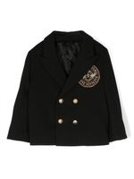 Balmain Kids blazer croisé à patch logo - Noir