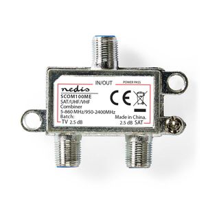 Nedis Satelliet-Combiner | 5-862 MHz | 950-2400 MHz | 75 Ohm | 1 stuks - SCOM100ME SCOM100ME