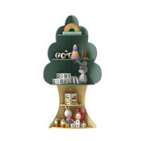 Boom-ontwerp Kinderboekenrek van Hout 5 Niveaus Kinderrek Speelgoedrek Groen