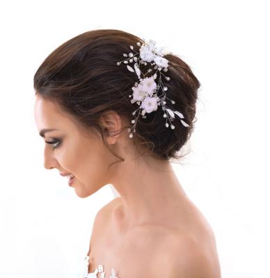 Retro Wedding 3 Haar Spelden Parels Bloemen Strass Ivoor