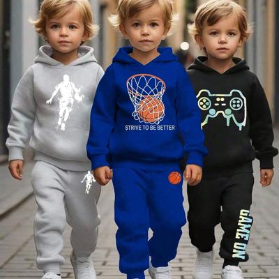 Boys 3-Piece Letter Print Hooded Sweatshirt and Sweatpants Set Multicolor / 4Y