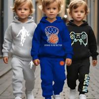 Boys 3-Piece Letter Print Hooded Sweatshirt and Sweatpants Set Multicolor / 4Y