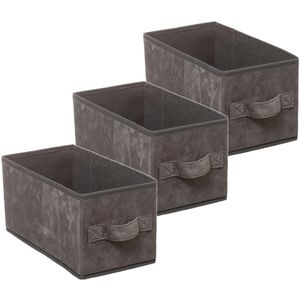 Set van 3x stuks opbergmand/kastmand 7 liter donkergrijs polyester 31 x 15 x 15 cm