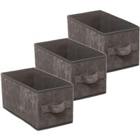 Set van 3x stuks opbergmand/kastmand 7 liter donkergrijs polyester 31 x 15 x 15 cm