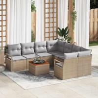 Tuinbankenset met kussen 9 pcs Beige poly rattan
