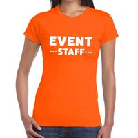 Event staff / personeel tekst t-shirt oranje dames