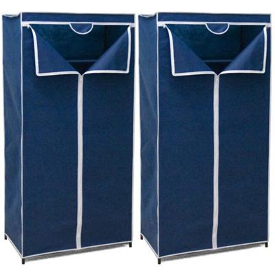 Gerimport Mobiele Kledingkast - 2x - opvouwbaar - 75 x 46 x 160 cm - blauw - opberger