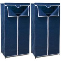 Gerimport Mobiele Kledingkast - 2x - opvouwbaar - 75 x 46 x 160 cm - blauw - opberger