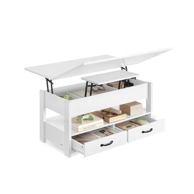 Verstelbare salontafel met lades en verborgen opbergruimte, Sneeuwwitje Verstelbare salontafel met lades en verborgen opbergruimte, Sneeuwwitje