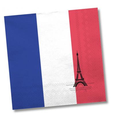 Feest servetten - 20x - Frankrijk thema - 3 laags - 33 x 33 cm