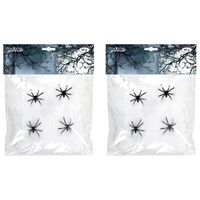 Decoratie spinnenweb/spinrag met spinnen - 2x - 60 gram - wit - Halloween/horror versiering