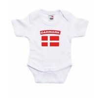 Danmark romper met vlag Denemarken wit voor babys - thumbnail