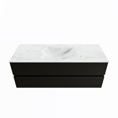 MONDIAZ VICA-DLUX 130cm badmeubel onderkast Urban 2 lades. Inbouw wastafel CLOUD midden 1 kraangat, kleur Opalo.