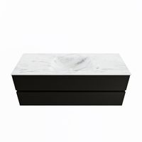 MONDIAZ VICA-DLUX 130cm badmeubel onderkast Urban 2 lades. Inbouw wastafel CLOUD midden 1 kraangat, kleur Opalo.
