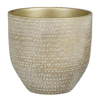 Mica Decorations Plantenpot - terracotta - champagne-wit - 20x18 cm   - - thumbnail