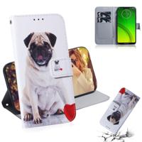 Pug patroon gekleurde tekening horizontale Flip lederen draagtas voor Motorola Moto G7 Power met houder & kaartsleuven & portemonnee