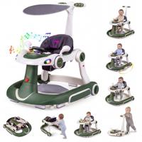 7-in-1 Loopstoeltje met Kap Loopwagen met Instelbare Hoogte en Snelheid Opvouwbare Babywalker met Speelbord Muziek Licht en Wielen Loopstoeltje voor Baby's vanaf 6 Maanden Groen
