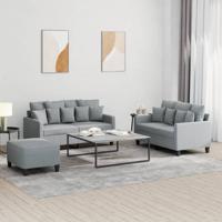 3-delige Loungeset met kussens stof lichtgrijs