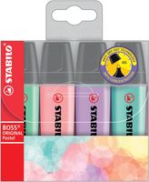 STABILO BOSS ORIGINAL Pastel markeerstift, etui van 4 stuks in geassorteerde kleuren