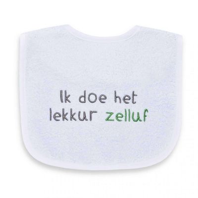 Funnies slabbetje Ik doe het lekker zelluf katoen wit