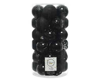 Kerstballenset kunststof 6cm 37st zwart