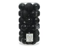 Kerstballenset kunststof 6cm 37st zwart