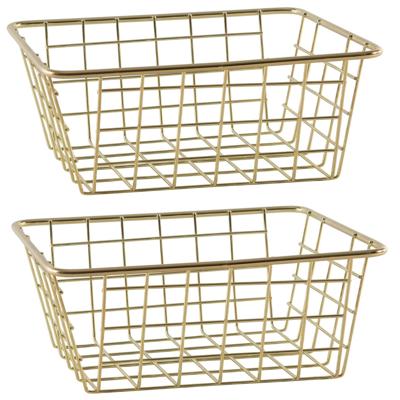 Svenska Living Draadmand - Set van 2x stuks - goudkleurig - 20 x 15 x 8 cm - opbergmand Svenska Living Draadmand - Set van 2x stuks - goudkleurig - 20 x 15 x 8 cm - opbergmand