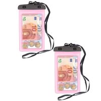 2x Stuks Bellatio Design waterdicht geldbuidel / moneybelt nektasje - Roze - thumbnail