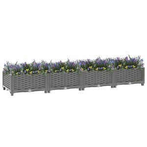 The Living Store Verhoogde Tuinbak Rattan-look - 160 x 40 x 23 cm - Lichtgrijs