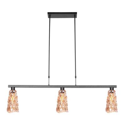 Steinhauer Hanglamp 3-lichtsVidrio zwart met amber glas - 3832ZW